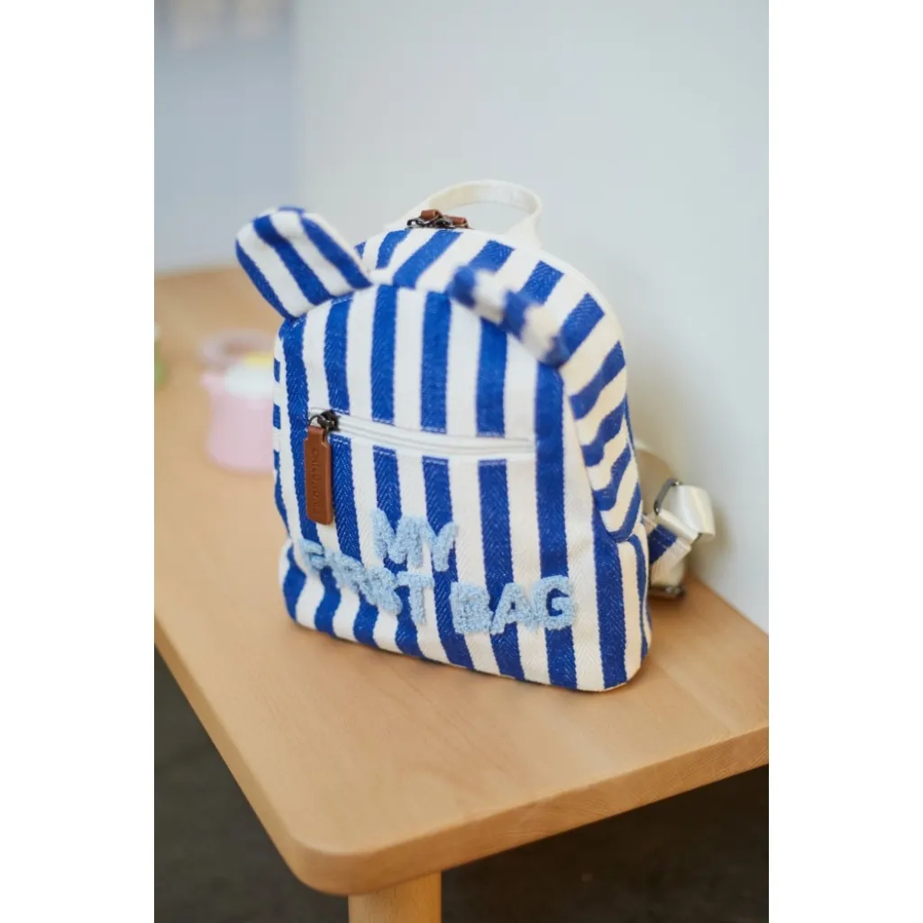 Рюкзак дитячий Childhome My first bag stripes electric blue, синій