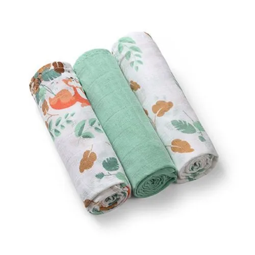 Пеленки муслиновые хлопчатобумажные Babyono (70х70 см) 3 шт, салатовый - Фото№1