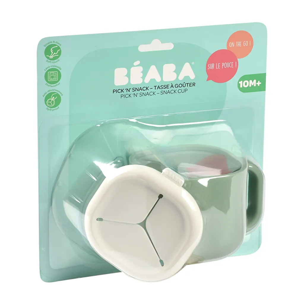 Чашка Beaba Pick 'n' Snack силіконова для снеків і напоїв, оливковий Чашка Beaba Pick 'n' Snack силіконова для снеків і напоїв, оливковий