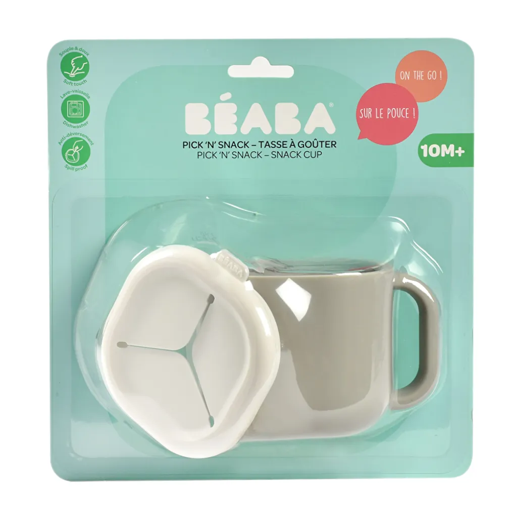 Чашка Beaba Pick 'n' Snack силиконовая для снеков и напитков, серый Чашка Beaba Pick 'n' Snack силиконовая для снеков и напитков, серый
