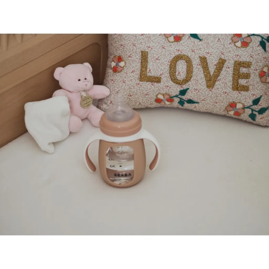Поїльник 2 в 1 Beaba навчальний скляний 210 мл, рожевий Поїльник 2 в 1 Beaba навчальний скляний 210 мл, рожевий