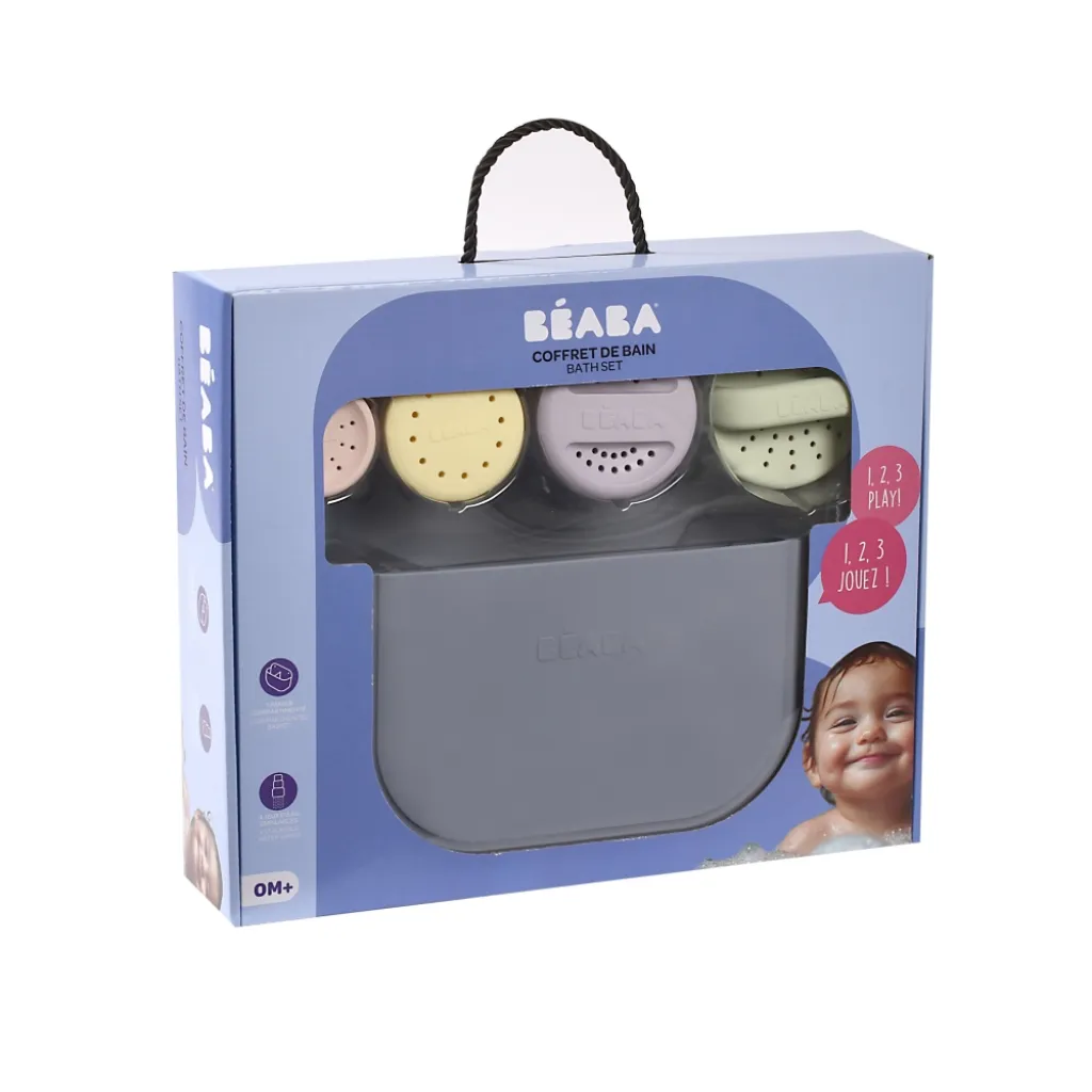 Набор для купания Beaba: игрушки и силиконовые корзины, разноцветный