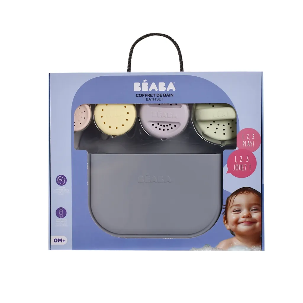 Набор для купания Beaba: игрушки и силиконовые корзины, разноцветный