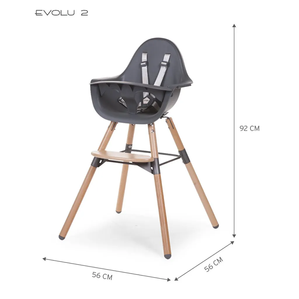 Стілець для годування Childhome Evolu 2 з бампером, темно-сірий Стілець для годування Childhome Evolu 2 з бампером, темно-сірий