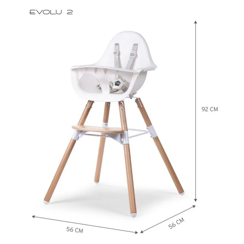Стілець для годування Childhome Evolu 2 з бампером, білий Стілець для годування Childhome Evolu 2 з бампером, білий
