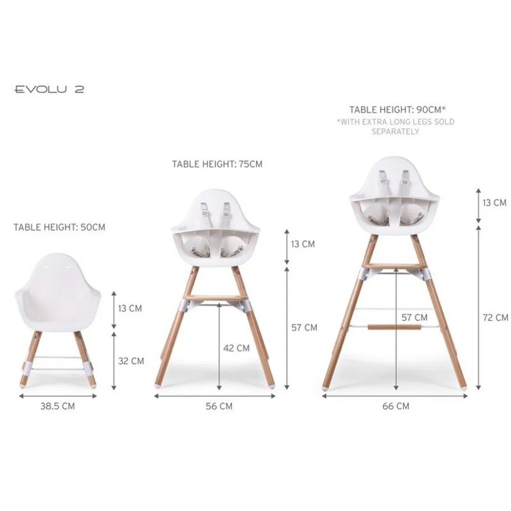 Стілець для годування Childhome Evolu 2 з бампером, білий Стілець для годування Childhome Evolu 2 з бампером, білий