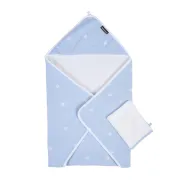 Рушник з капюшоном Childhome 80x80, блакитний з квіточками