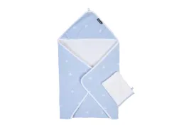 Полотенце с капюшоном Childhome 80x80, голубой с цветочками Полотенце с капюшоном Childhome 80x80, голубой с цветочками