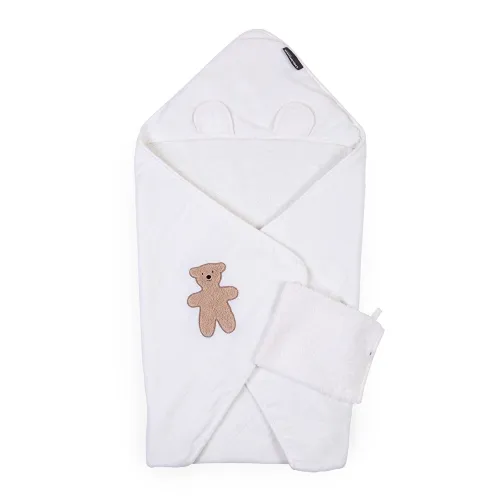 Полотенце с капюшоном Childhome 80x80 terry teddy, белый - Фото№1 Полотенце с капюшоном Childhome 80x80 terry teddy, белый - Фото№1