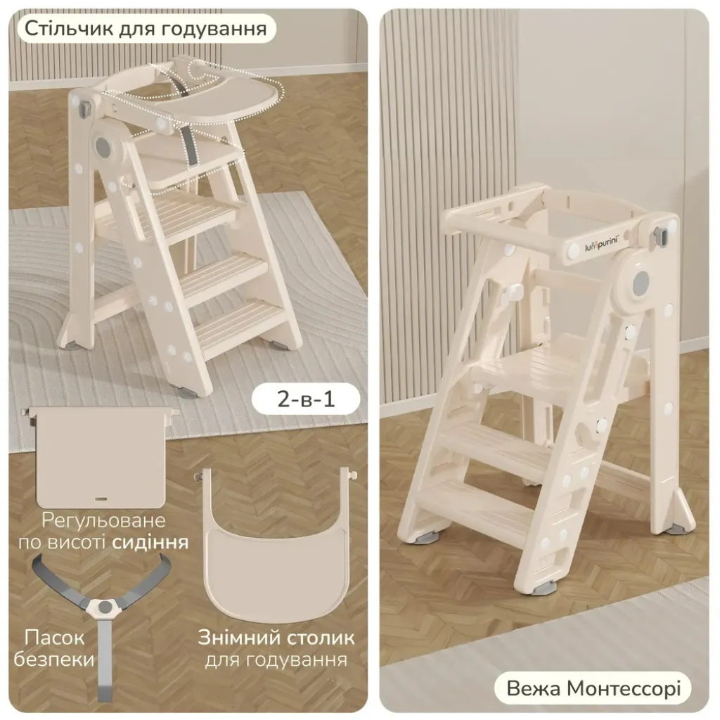 Стульчик-трансформер для кормления 3-в-1 Lumpurini Damiano