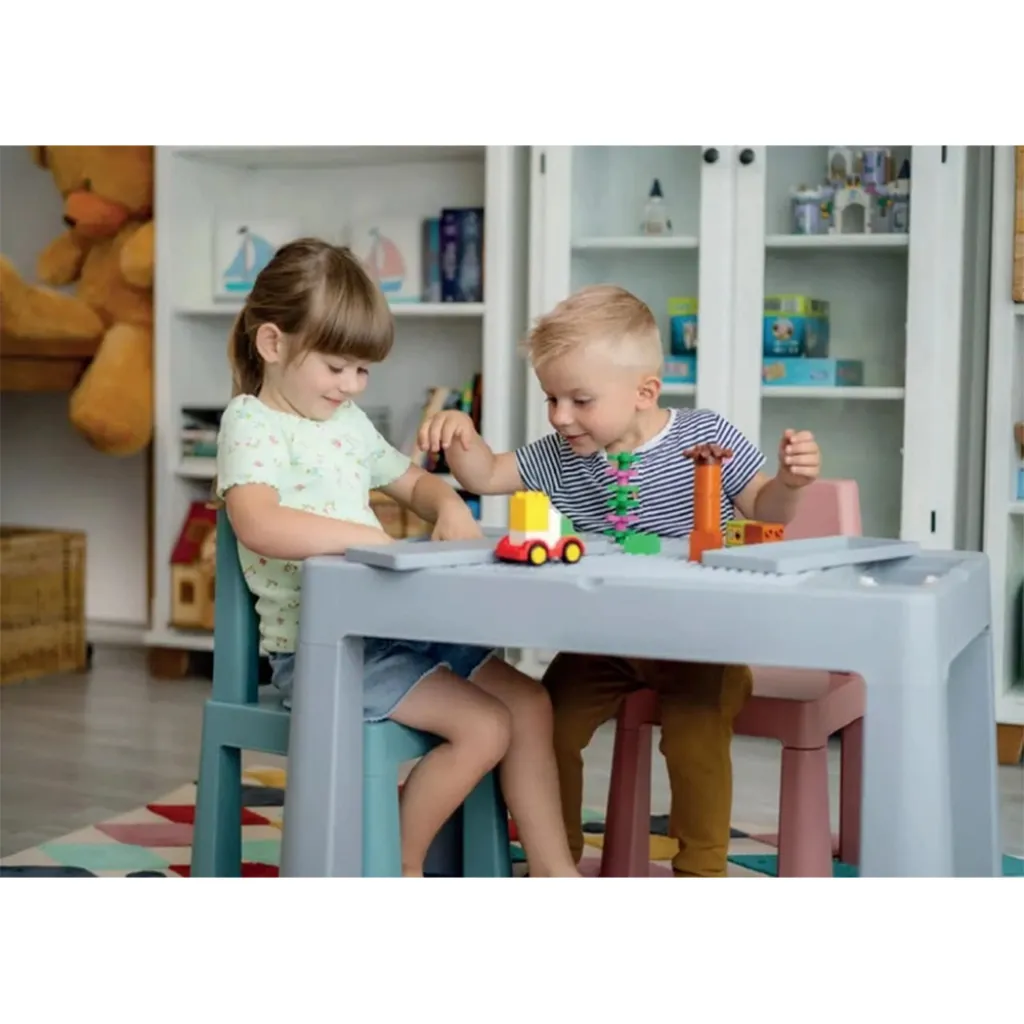 Комплект меблів TEGGI MULTIFUN+2 стільця, бірюзовий/рожевий/сірий Комплект меблів TEGGI MULTIFUN+2 стільця, бірюзовий/рожевий/сірий