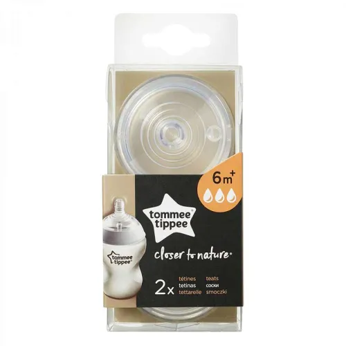 Соски Tommee Tippee Closer to Nature 6+ мес. быстрый поток 2 шт - Фото№1 Соски Tommee Tippee Closer to Nature 6+ мес. быстрый поток 2 шт - Фото№1
