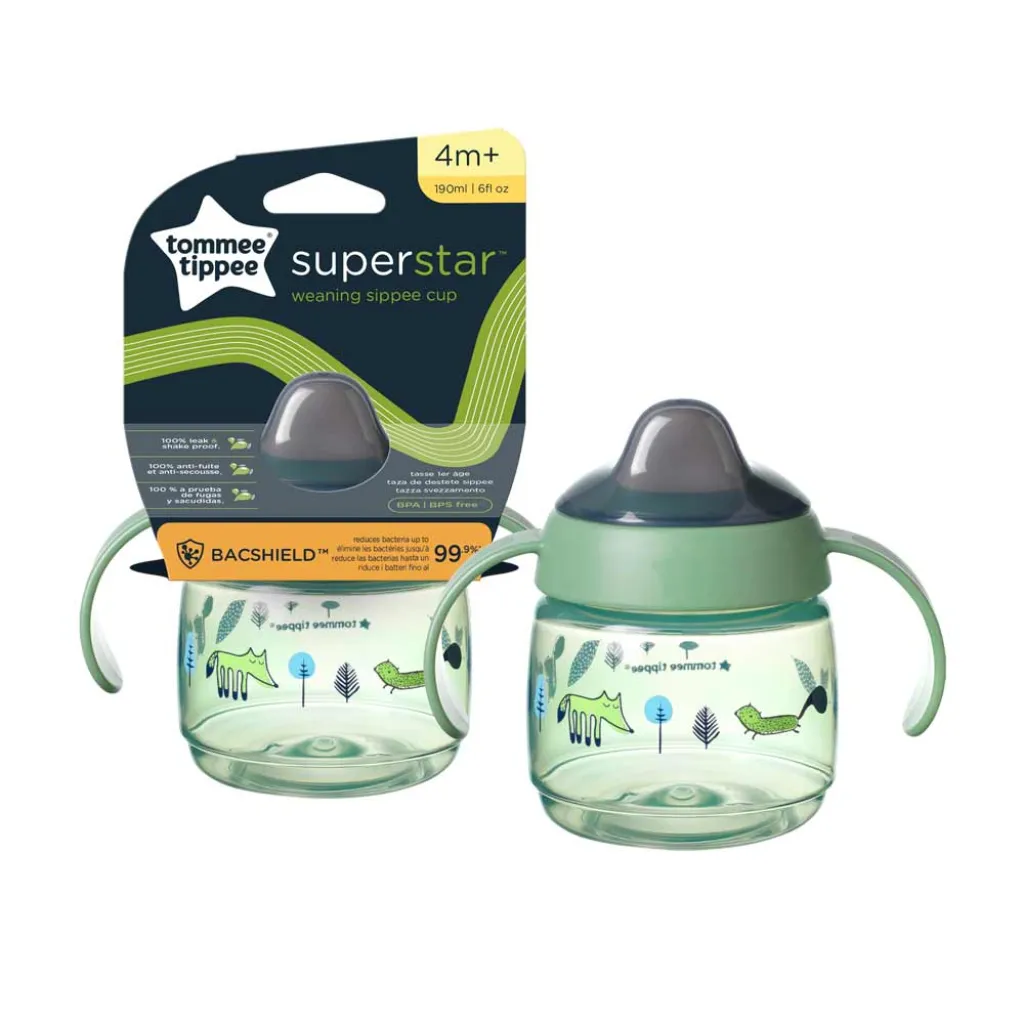 Чашка Tommee Tippee SUPERSTAR SIPPEE 190 мл 4 мес, зеленая Чашка Tommee Tippee SUPERSTAR SIPPEE 190 мл 4 мес, зеленая