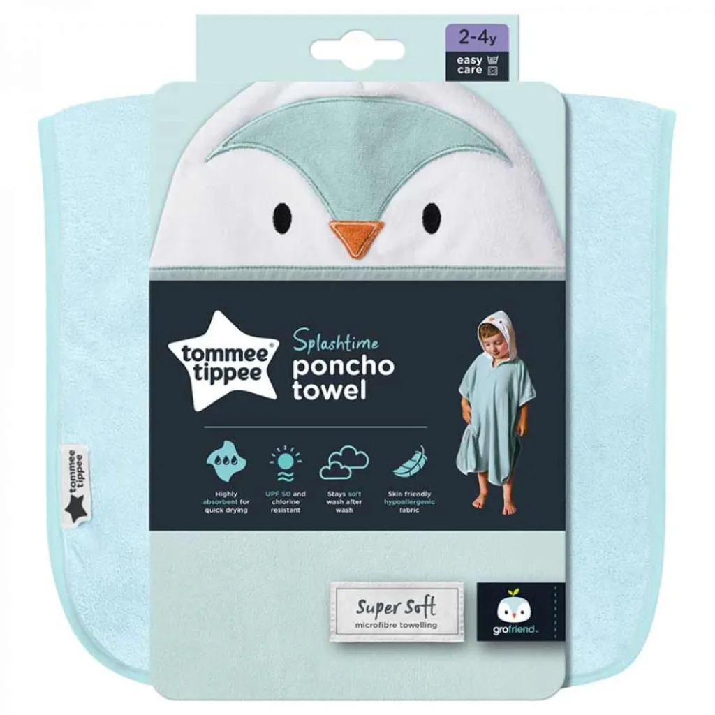 Полотенце-пончо Tommee Tippee SPLASHTIME PENNY THE PENGUIN 2-4 года, голубое