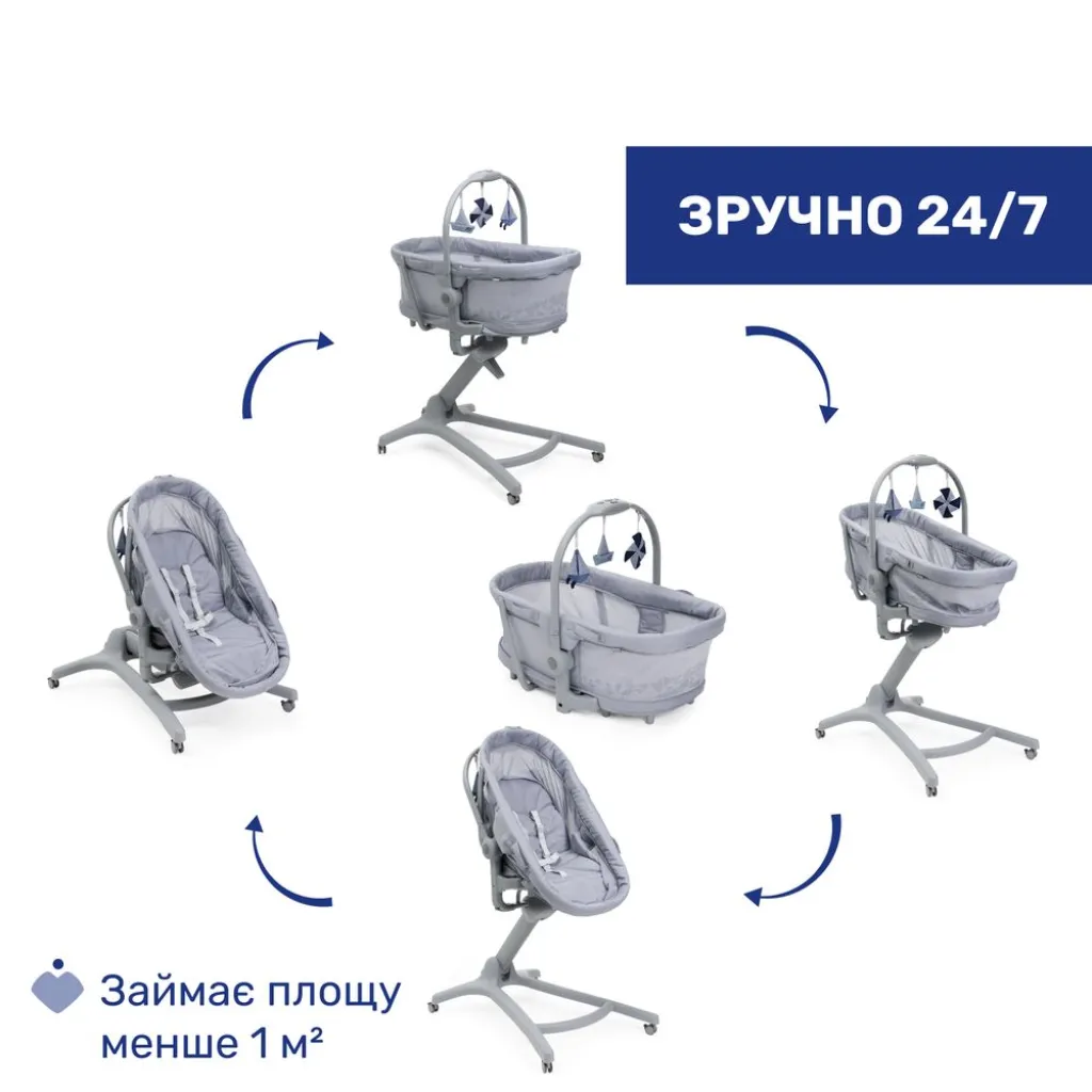 Колыбель для новорожденного 5 в 1 «Baby Hug Pro» Chicco, серый Колыбель для новорожденного 5 в 1 «Baby Hug Pro» Chicco, серый