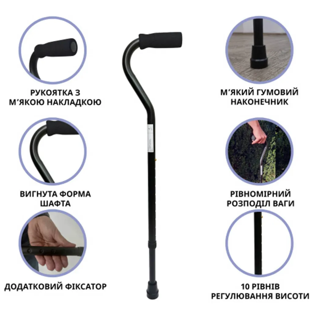 Трость алюминиевая телескопическая 10100/C/E/BL, черный Трость алюминиевая телескопическая 10100/C/E/BL, черный