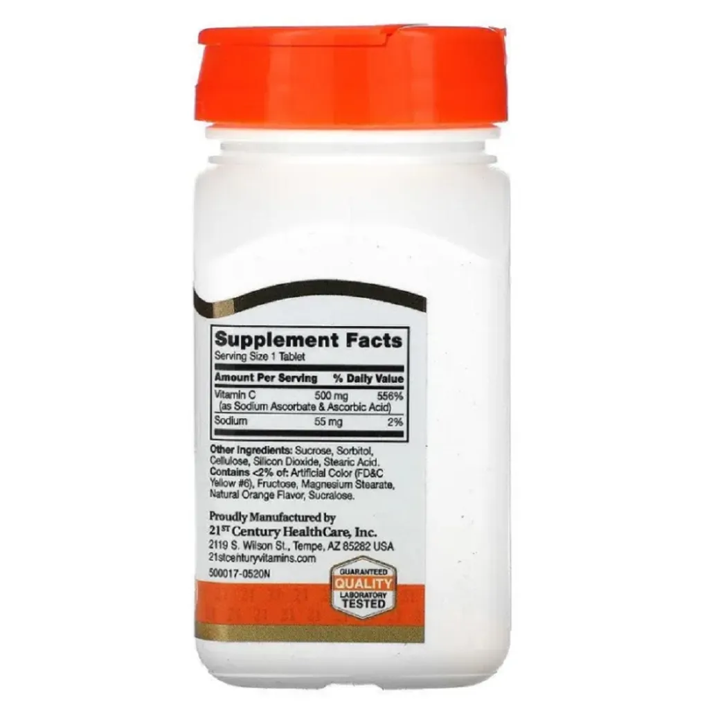 Витамин С, Chewable Vitamin C, 21st Century, 500 мг, 110 таблеток