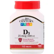 Вітамін D3, Vitamin D3, 21st Century, 1000 МО, 110 таблеток Вітамін D3, Vitamin D3, 21st Century, 1000 МО, 110 таблеток
