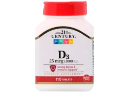 Витамин D3, Vitamin D3, 21st Century, 1000 МЕ, 110 таблеток Витамин D3, Vitamin D3, 21st Century, 1000 МЕ, 110 таблеток