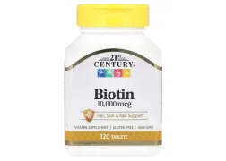 Биотин, Biotin, 21st Century, 10000 мкг, 120 таблеток Биотин, Biotin, 21st Century, 10000 мкг, 120 таблеток