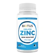 Дієтична добавка Хелатний цинк, Biotus Chelated Zinc, 30 мг, 100 капсул