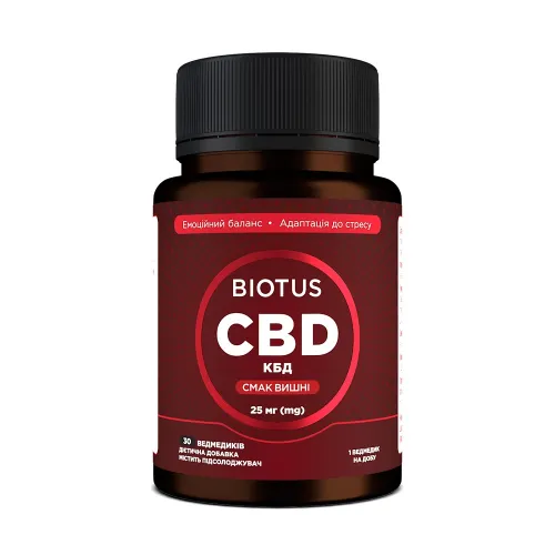 Канабідіол, CBD Gummies, Biotus, 30 желейних ведмедиків - Фото№1