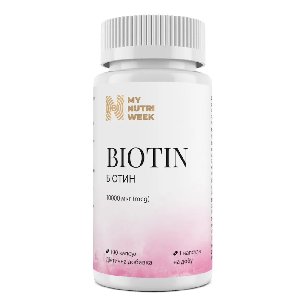 Біотин, Biotin, My Nutri Week, 5000/10000 мкг, 100 капсул Біотин, Biotin, My Nutri Week, 5000/10000 мкг, 100 капсул