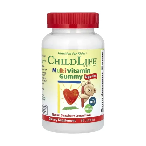 Мультивитамины для детей с ДГК и лютеином ChildLife Essentials Multi Vitamin Gummy, 90 жевательных таблеток - Фото№1