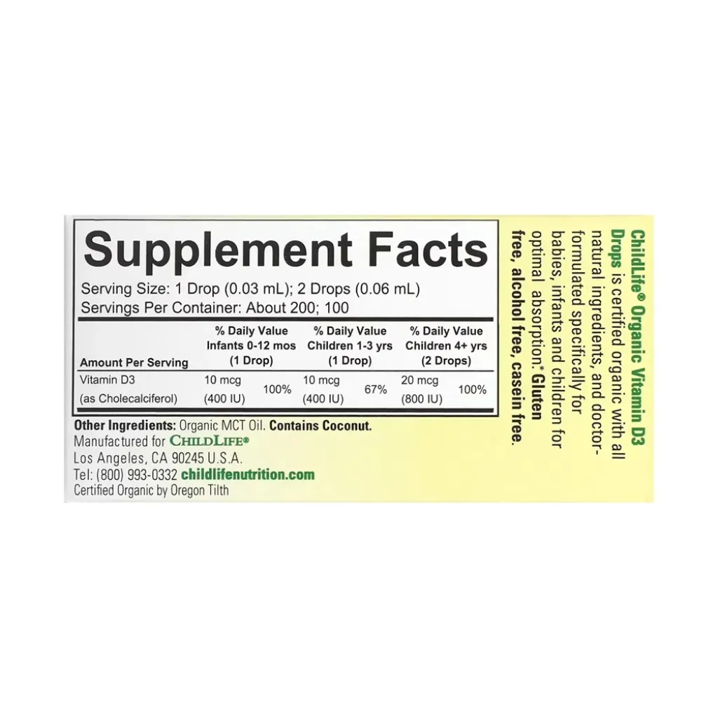 Витамин Д ChildLife Essentials Organic Vitamin D3 Drops, 6.25 мл