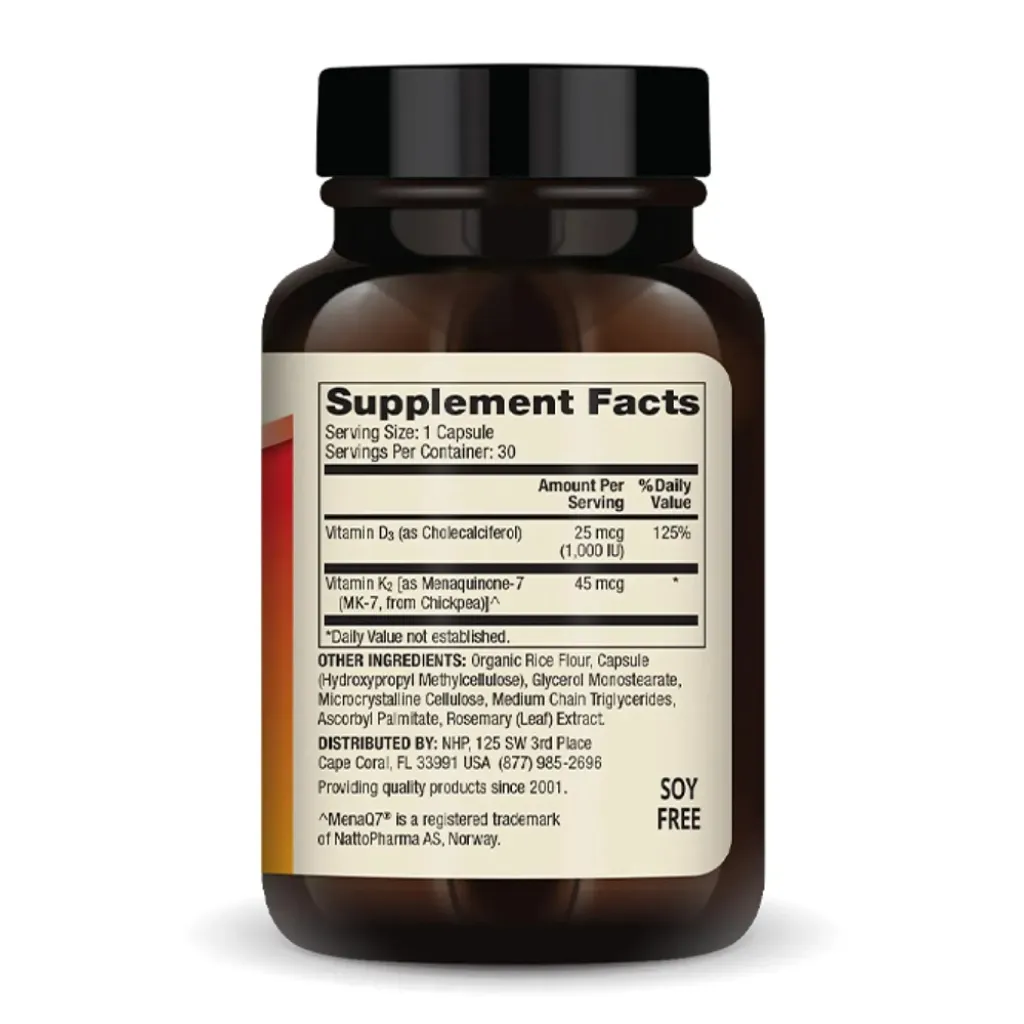 Витамин D3+K2 Dr. Mercola Vitamins D3 & K2 Low Dose, 30 капсул