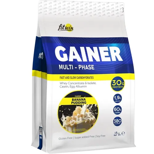 Гейнеры и углеводы Gainer Banana Pudding FitWin, 1500 г - Фото№1 Гейнеры и углеводы Gainer Banana Pudding FitWin, 1500 г - Фото№1