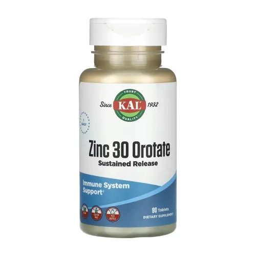 Дієтична добавка Цинк KAL Zinc 30 Orotate Sustained Release, 90 таблеток - Фото№1 Дієтична добавка Цинк KAL Zinc 30 Orotate Sustained Release, 90 таблеток - Фото№1