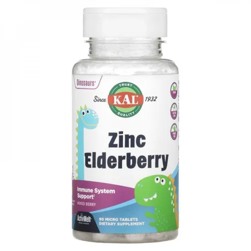 Диетическая добавка цинк KAL Zinc Elderberry 5mg Berry, 90 таблеток - Фото№1