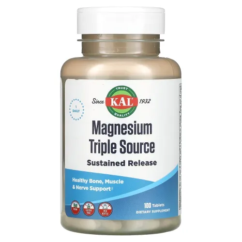 Магній Magnesium Sustained Release Triple Source 500mg KAL, 100 таблеток - Фото№1 Магній Magnesium Sustained Release Triple Source 500mg KAL, 100 таблеток - Фото№1