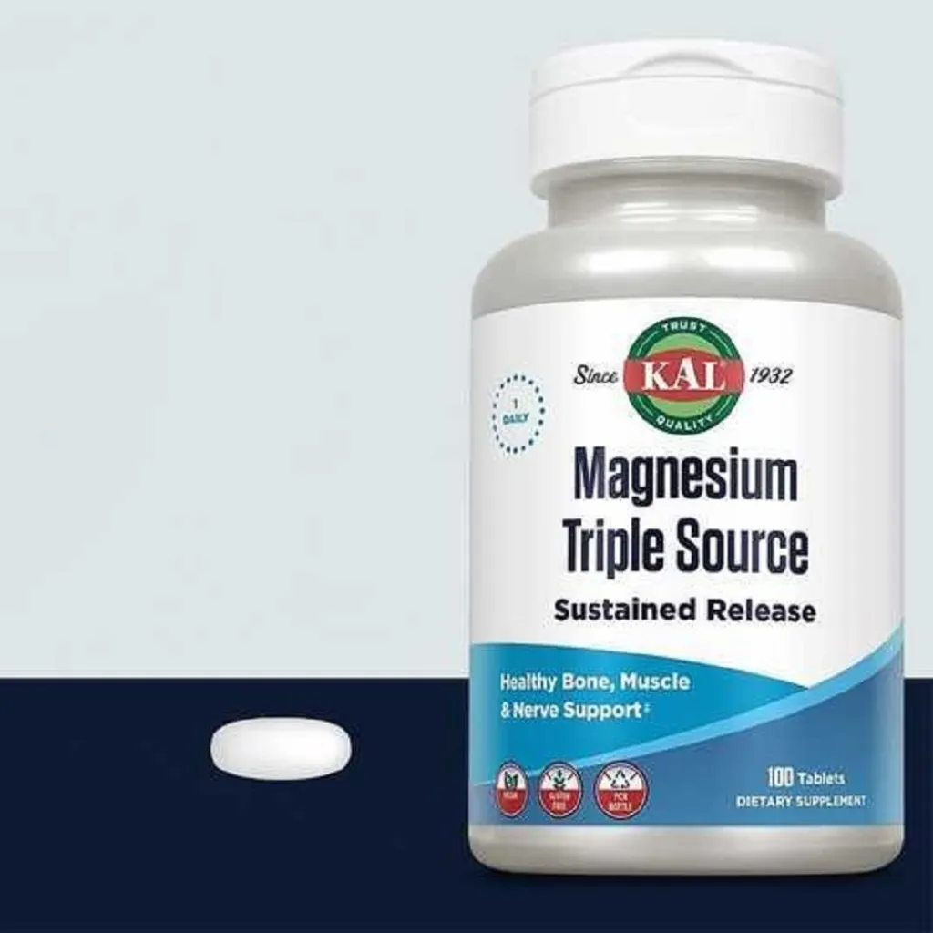 Магній Magnesium Sustained Release Triple Source 500mg KAL, 100 таблеток Магній Magnesium Sustained Release Triple Source 500mg KAL, 100 таблеток