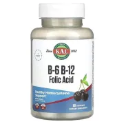 Вітамін В12 B-6 B-12 Folic Acid Black Cherry KAL, 60 таблеток Вітамін В12 B-6 B-12 Folic Acid Black Cherry KAL, 60 таблеток