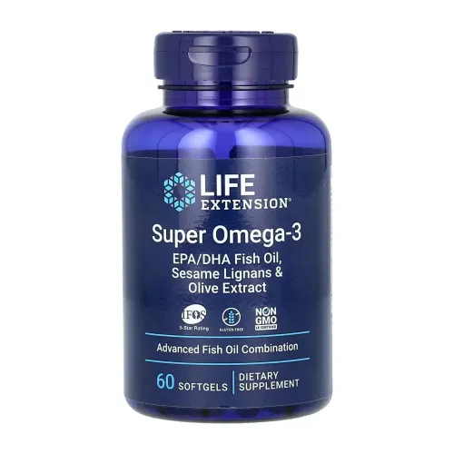 Омега Life Extension Super Omega-3 EPA/DHA Fish Oil Sesame Lignans & Olive Extract, 60 капсул - Фото№1