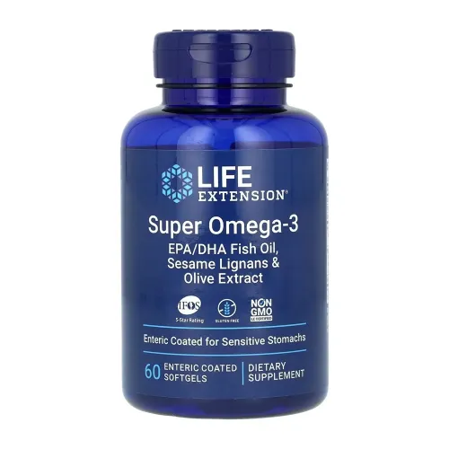Омега Super Omega-3 EPA/DHA Fish Oil Sesame Lignans & Olive Extract Enteric Coated, 60 капсул - Фото№1