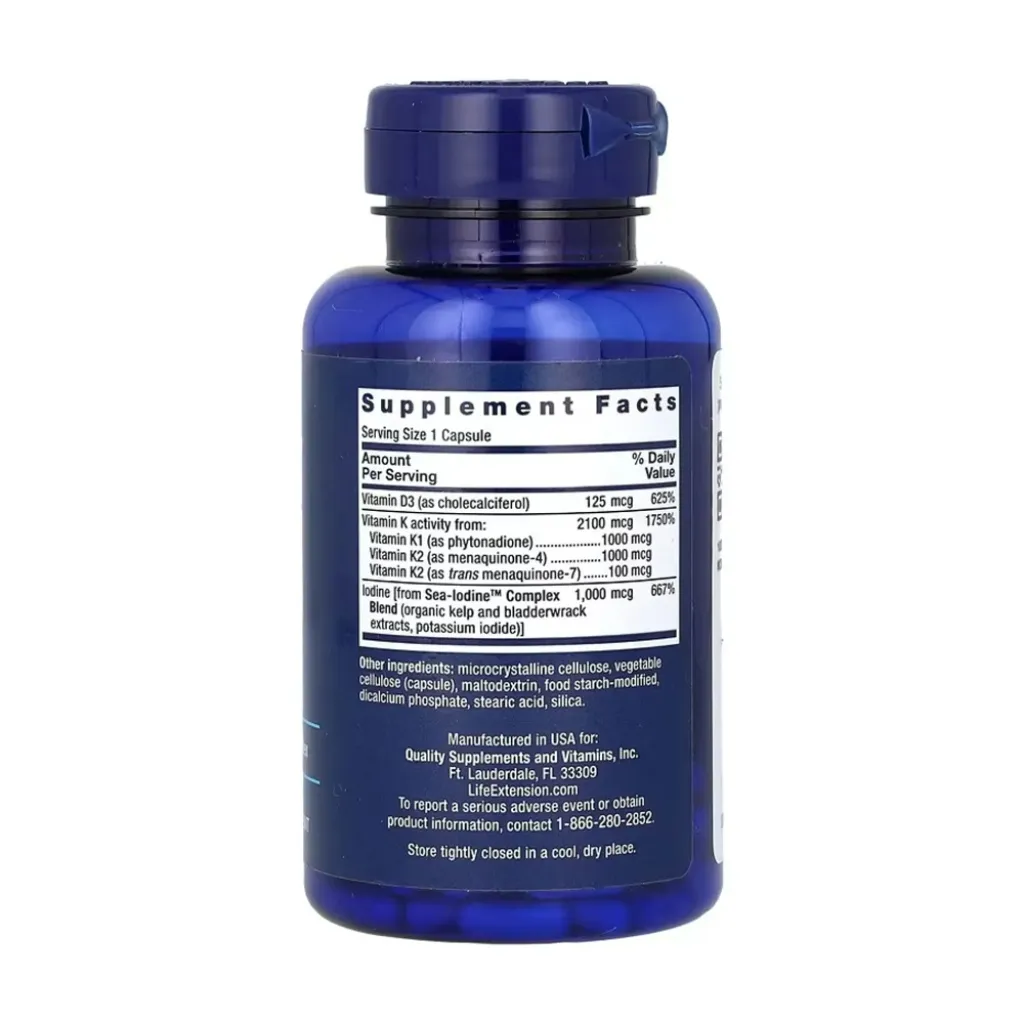 Вітамін D3+K2 Life Extension Vitamins D and K with Sea-Iodine™, 60 капсул Вітамін D3+K2 Life Extension Vitamins D and K with Sea-Iodine™, 60 капсул