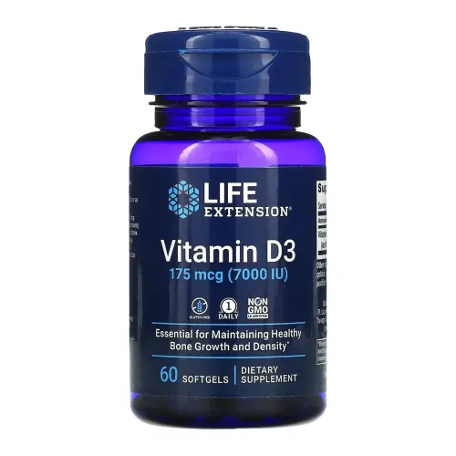 Вітамін D3 Life Extension Vitamin D3 175 mcg (7000 IU), 60 капсул - Фото№1