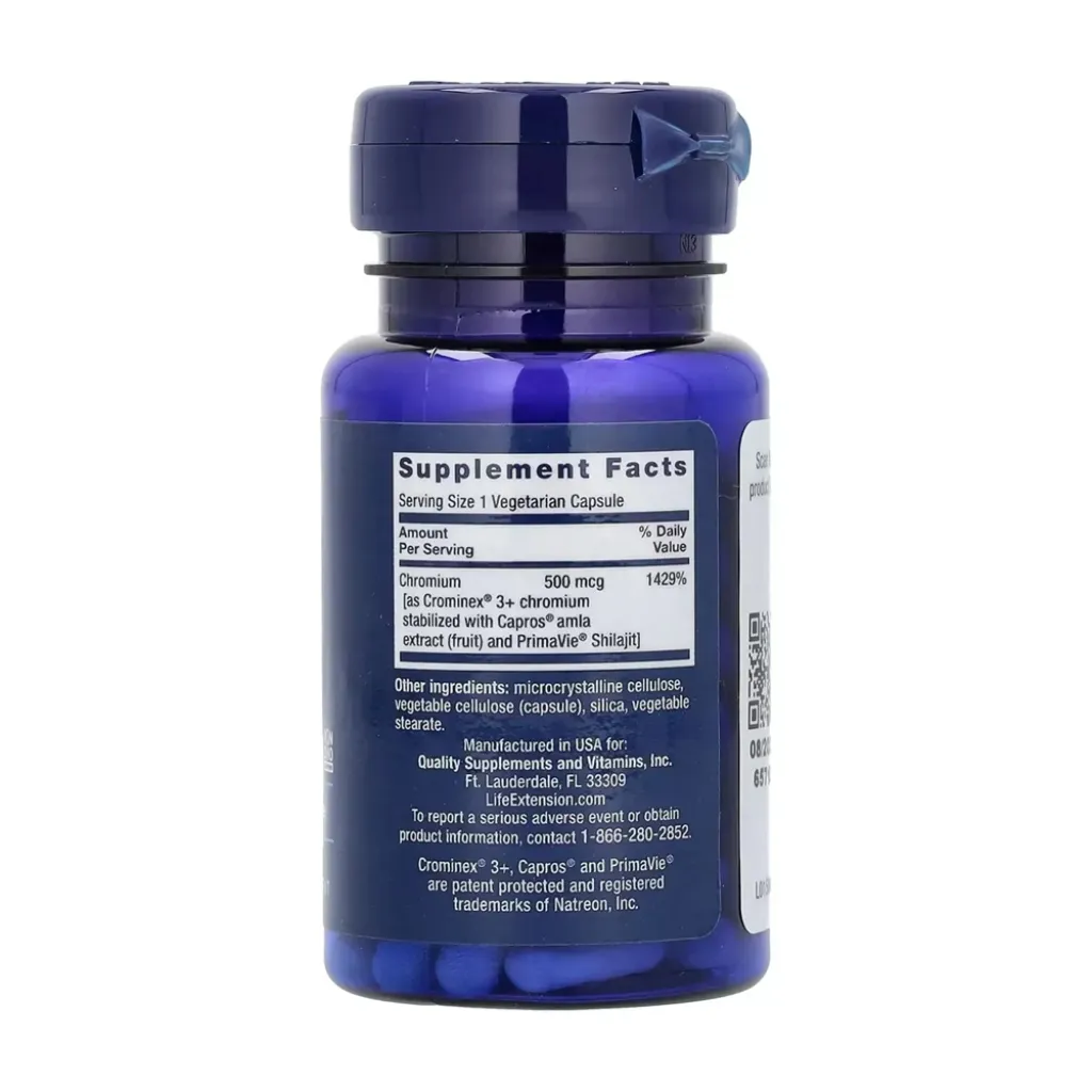 Дієтична добавка Хром Life Extension Optimized Chromium with Crominex 3+ 500 mcg, 60 капсул