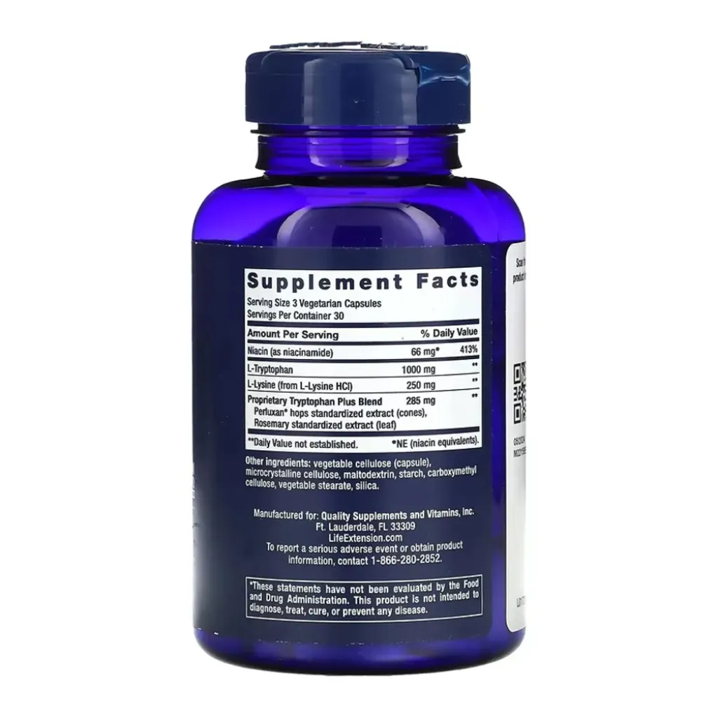 Аминокислота Life Extension Optimized Tryptophan Plus, 90 капсул