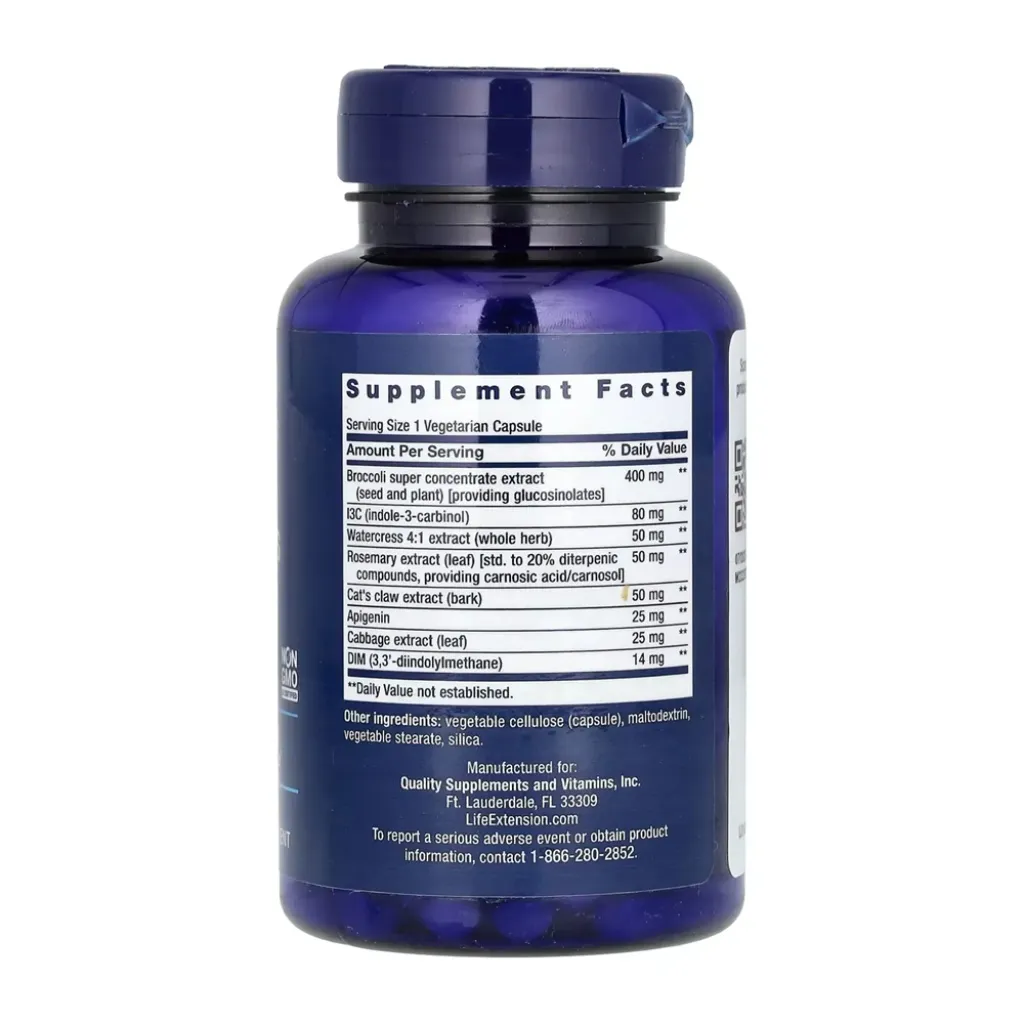 Антиоксидант Life Extension Triple Action Cruciferous Vegetable Extract, 60 капсул