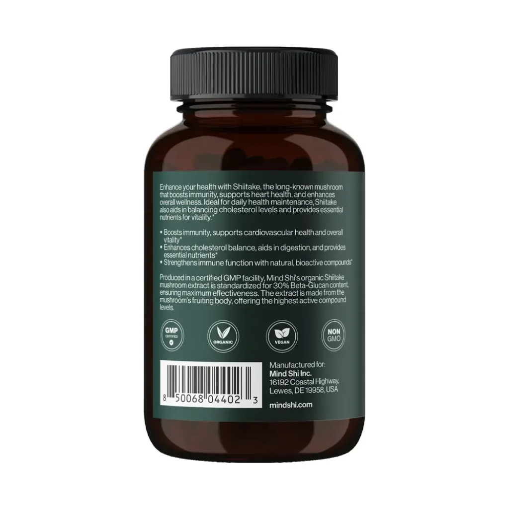 Суперфуди Mind Shi Shiitake Mushroom 1000 mg, 60 капсул
