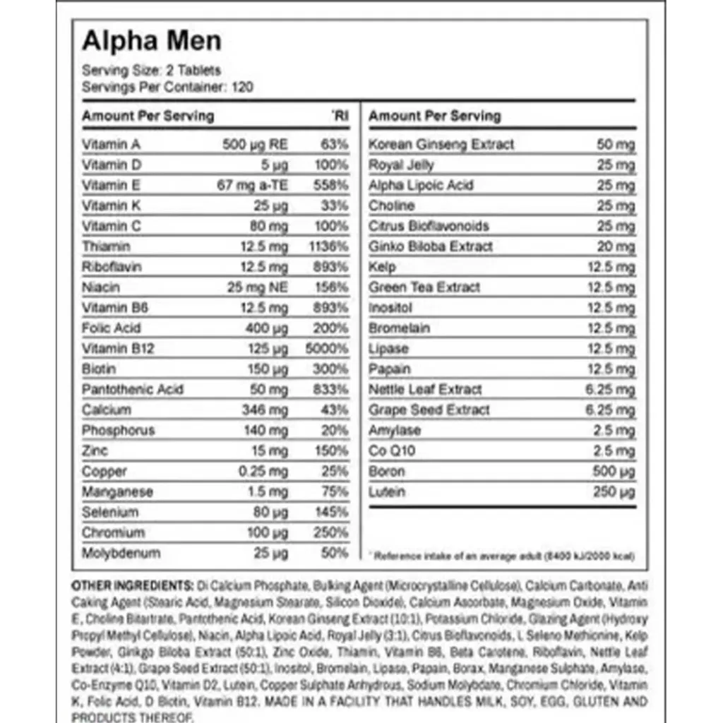 Мультивитамины для мужчин Myprotein Alpha Men, 240 таблеток