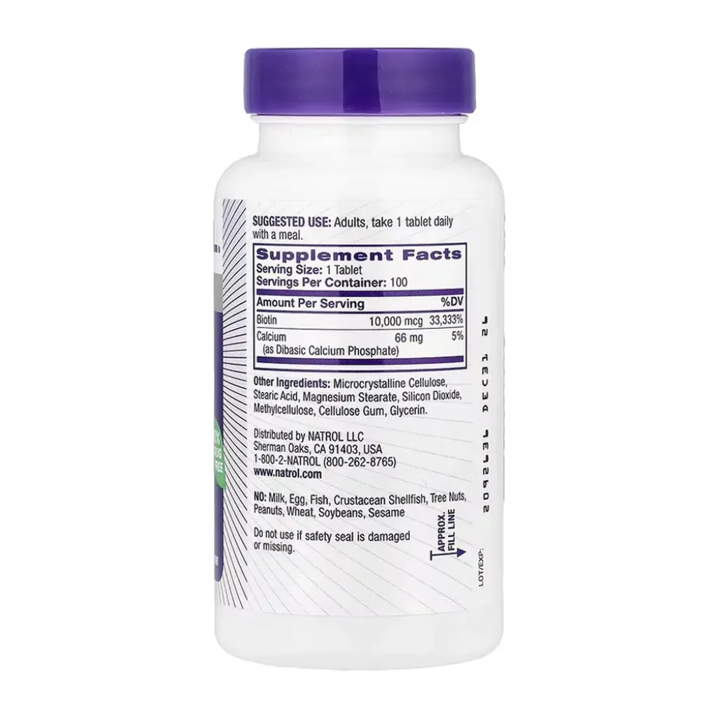 Natrol Biotin 10,000mcg, 100 таблеток Natrol Biotin 10,000mcg, 100 таблеток