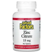 Дієтична добавка цинк Zinc Citrate 15mg Natural Factors, 90 таблеток Дієтична добавка цинк Zinc Citrate 15mg Natural Factors, 90 таблеток