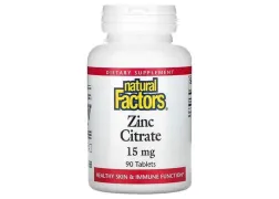 Дієтична добавка цинк Zinc Citrate 15mg Natural Factors, 90 таблеток Дієтична добавка цинк Zinc Citrate 15mg Natural Factors, 90 таблеток
