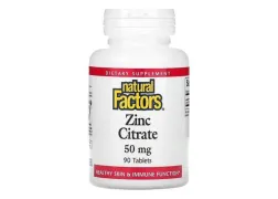 Дієтична добавка цинк Zinc Citrate 50mg Natural Factors, 90 таблеток Дієтична добавка цинк Zinc Citrate 50mg Natural Factors, 90 таблеток