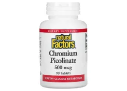 Дієтична добавка Хром Chromium Picolinate 500mcg Natural Factors, 90 таблеток Дієтична добавка Хром Chromium Picolinate 500mcg Natural Factors, 90 таблеток